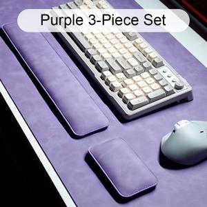 TEMU 3피스 빈티지 텍스처 대형 데스크 매트 세트 (마우스 패드 + 키보드 매트 + 손목 받침): 미끄럼 방지 데스크탑 보호대 (블랙, 화이트, 브라운, 퍼플, 핑크, 그레이, 블루, 그린, 커피 브라운)