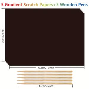 TEMU A3 그라데이션 색상 스크래치 종이, 자유로운 창작 스크래치 드로잉 아트, 스크래치 페인팅, 스크래치 종이 아트 & 툴 키트, 재미있는 페인팅 활동, 완벽한 공예 선물