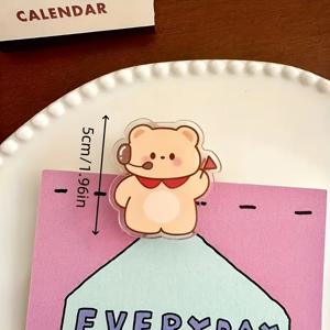 TEMU 맞춤 제작 가능한 만화 패턴 아크릴 사무용 클립 - 귀여운 데스크탑 액세서리, 가정 및 사무실 정리용, 일기, 공책, 문서용 내구성 있는 플라스틱 파일 폴더, 재미있는 사무용품, 매끄러운 표면, 선물 아이디어, 문서 홀더, 유광 마감, 일기 애호가를 위한 전용 제품