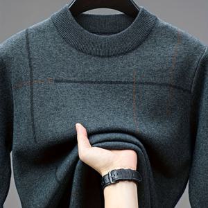 TEMU [Shule Water Obm]의 새로운 가을/겨울 남성용 긴팔 니트 풀오버는 리브 디자인을 특징으로 합니다. 이 캐주얼하고 스타일리시한 라운드넥 스웨터는 가을/겨울의 일상적인 외출에 완벽합니다. 단독으로 또는 레이어드로 착용할 수 있습니다.