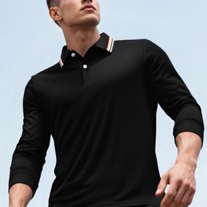 TEMU 컬러 블록 디자인의 남성용 긴팔 폴로 셔츠 (원피스). 여름 트렌드에 완벽하며, 데일리, 직장, 주말 외출, 친구들과의 모임에 적합합니다. 스포티한 캐주얼 상의는 트래디셔널 핏의 니트 소재입니다.