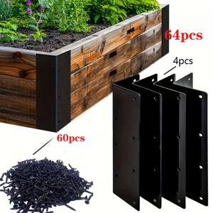 TEMU 64개 헤비듀티 L형 브래킷 160mm, 90도 코너 브레이스 + 나사 60개, 두꺼운 금속 앵글 브래킷, 가구, 선반, 펜스, 침대 프레임 수리용