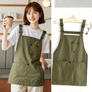 TEMU 일본 스타일 경량 앞치마 - 조절식 스트랩과 큰 앞주머니, 통기성 있는 요리 원예 바비큐 앞치마 - 전문 셰프 및 가정용으로 적합한 디자인 - 올리브 그린/기타 색상 선택 가능 - 세척이 쉬운 작업복, 원예 액세서리, 바비큐 필수품, 현대적인 작업복, 고품질 스티칭