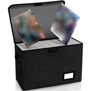 TEMU 접이식 만화책 보관함 - 린넨 소재, 튼튼한 접이식 정리함, 컬렉션용 선물 상자, 만화 160-180권 수납 가능