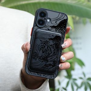 TEMU 폰 케이스: 2개 세트 럭셔리 패션 창의적인 충격 방지 호랑이 패턴 자석 폰 케이스 & 패셔너블 럭셔리 인조 가죽 자석 기능 다기능 카드 클립 아이폰16E 16PROMAX 16PRO 16 15 14 13 12 11 XR X 8PLUS SE KJ1 자석 지갑 카드 홀더, 은행 카드, 신용 카드, 신분증 등 1-3장 보관 가능 KI1