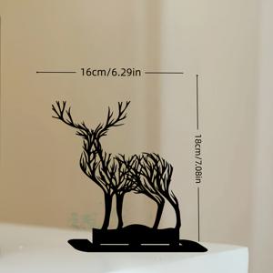 TEMU 수집용 피규린, 블랙 메탈 나무 사슴 탁상용 장식품 1개 - 단철 나뭇가지 디자인, 전원 공급 없음, 다기능 가정 및 사무실 장식, 거실, 책장, TV장에 적합 - 독특한 선물 아이디어, 크리스마스, 할로윈, 가을 컬렉션