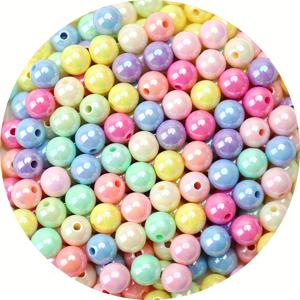 TEMU 500개 8mm 매끄러운 혼합 AB 컬러 아크릴 비즈, 목걸이 및 팔찌 제작용, 공예 재료