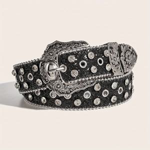 TEMU 1개 여성용 웨스턴 스타일 메탈 라인스톤 장식 벨트, 다용도 팬츠 액세서리, 사계절 착용 가능, 여름, 가을, 할로윈, 가을 겨울 액세서리, 청소년, 아웃도어, 휴가, 졸업 선물, 생일, 데일리 웨어, 파티 벨트,시즌별 패션, 피스,스타일리시 액세서리,내구성 있는 액세서리,수공예 디테일,허리 액세서리,여성용 벨트,야외 활동 애호가,청소년 패션