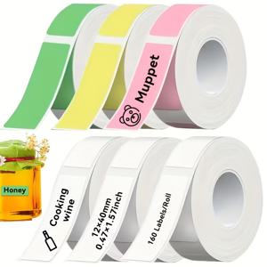 TEMU 6롤 (핑크/옐로우/그린 3롤) 라벨 테이프, D30/Q30/D32/P11/P15/4 프린터용, 얼룩 방지 접착 시트, 4 프린터 리본과 호환, 사무실, 학교, 가정용 - 멀티컬러 테이프