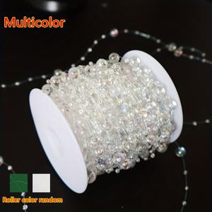 TEMU 1롤 30M 인조 진주 비즈 체인 | 장식 재료, 8mm+3mm 별빛 진주 (낚싯줄 포함), 원형 인조 진주 텍스처, 웨딩 플로럴 장식, 테이블 장식, 머리 장식, 화환 제작, 선물 상자 충전재, 공예 용품으로 적합