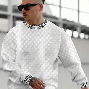 TEMU [Shule Water OBM] 봄/가을 신상 남성용 스웨트셔츠 라운드넥 자카드 원단 스포츠 캐주얼 아웃도어 슬로우 조깅 피트니스 트레이닝 긴팔 스웨트셔츠