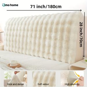 TEMU 1개 플러시 침대 헤드보드 두꺼운 헤드보드 슬립커버 퀼팅 헤드보드, 암호화 두꺼운, 보호 커버 두꺼운 퀼팅 커버 초단축형 탄성 플러시 침대 헤드 슬립커버 풀 사이즈 침대용 세탁 가능한 헤드보드 보호 커버 침대 옆 장식용 (화이트)