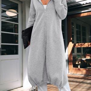 TEMU 여성용 가을 겨울 캐주얼 고탄력 후드 코트, 완전 탄력 착용감 편안, 몸매 커버