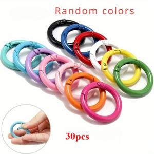 TEMU 30개입 메탈 O링 스프링 버클, 탈착식 원형 후크 키체인 메탈 버클 (수공예용), 가방 제작용 메탈 버클, 수공예 용품, 가방 제작 부자재, 다기능 버클, 컴팩트 버클