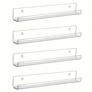 TEMU 2/4개 투명 아크릴 벽걸이 레코드 선반 - 클래식 스타일, 공간 절약형 비닐 레코드, 매니큐어, 향수, 잡지 및 소형 수집품 보관, 내구성 아크릴 소재, 쉬운 설치, 홈 인테리어에 완벽