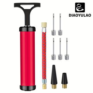 TEMU 스포츠 공용 공기 주입기 - 공기 주입기 키트, 농구공 펌프, 휴대용 에어펌프, 바늘 5개, 노즐 2개, 연장 호스 1개 포함, 농구공, 축구공, 배구공, 럭비공, 물놀이 공 및 기타 팽창식품용 공기 주입기