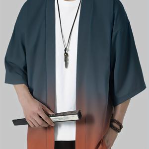 TEMU 남성용 그라데이션 컬러 에스닉 프린트 여름 셔츠 - 캐주얼 반팔 불투명 탑, 문화 패턴, 세탁기 사용 가능한 블라우스, 따뜻한 날씨 및 페스티벌 착용용