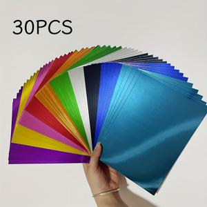 TEMU 혼합 색상 10색 거울 반사 A5 카드스톡 30매 / 메탈릭 글리터 종이 // 5.8인치 X 8.27인치 / 고급스러운 수제 종이 / 스크랩북, 접기 및 모양 만들기에 적합 / 축제 장식, 카드 제작