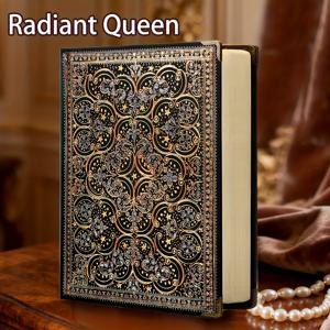 TEMU 1개, 388페이지, 하드커버 빈티지 노트북 - 두꺼운, 365일 다이어리, 빈 페이지 다이어리, 가죽톤 커버, 형광 핫 스탬핑, 라디언트 퀸 디자인, DIY 저널, 완벽한 선물, 크리스마스 선물