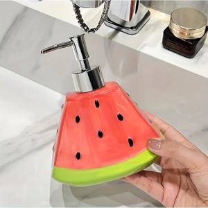 TEMU 수박 모양 세라믹 디스펜싱 병 - 누르기식 로션 병, 450ML 용량, 핸드 소파 병, 샤워 젤 디스펜싱 병, 창의적인 욕실 수납, 욕실 장식, 화장실, 욕실, 주방, 거실에 적합