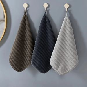 TEMU 3pcs 손끝 수건 세트, 부드럽고 흡수력 좋은 세수타월, 걸이형, 남녀공용, 주방 및 욕실용, 얼굴 타월, 휴일 선물, 욕실 액세서리