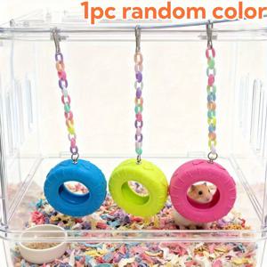 TEMU 아크릴 체인 장식 타이어 모양 햄스터 해먹 - 튼튼한 케이지 그네 & 햄스터, 쥐, 다람쥐용 등반 장난감 - 분리형 디자인, 조립 불필요
