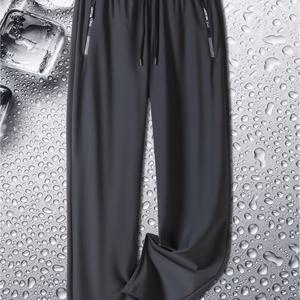 TEMU 남성용 패션 캐주얼 스포츠 팬츠, 편안한 소프트 원단, 양면 레터 지퍼 포켓, 신축성 드로스트링 허리, 사계절 완벽, 캐주얼 및 스포츠웨어, 야외 조깅에 필수, 데이트에 이상적