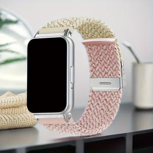 TEMU 삼성 갤럭시 피트 3용 나일론 탄성 스트랩, 삼성 피트 3 시계 밴드, 브레이딩 버클 스마트 팔찌 R930 삼성 워치핏 3 스트랩, 투톤 통기성 땀 방지 손목 밴드 팔찌