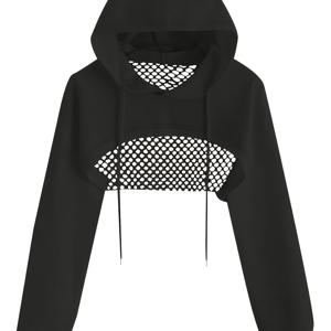 TEMU 여성용 메쉬 후드 스웨트셔츠, 솔리드 컬러 베이직 스타일, 아메리칸 스위트 & 스파이시 패션 탑, 봄 여름 가을 2025 신상, 솔트 스타일 스트리트웨어 스포티 캐주얼 자켓