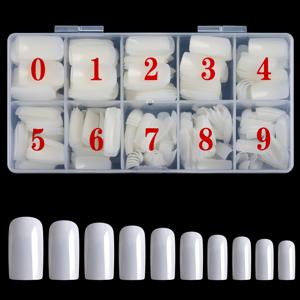 TEMU 500개입 천연 투명 사각 풀커버 인조 네일 팁 (박스당)