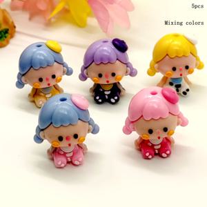 TEMU 랜덤 혼합 색상 고무 입체 수직 구멍 패션 피규어 DIY 장식 구슬 5개 2.6*2.8cm, 구슬펜 장식, 펜던트 휴대폰 줄 장식, 집 장식