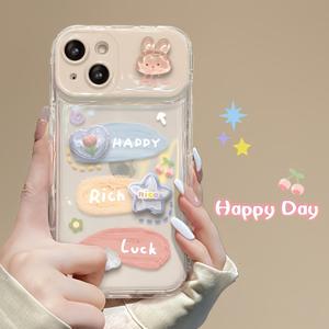 TEMU 휴대폰 케이스 - 귀여운 3D 토끼 테마 플립 거울 휴대폰 케이스, 3D 별과 하트 모양의 추가 기능으로 메이크업 거울로 사용 가능. iPhone 16/11/13/ Plus/15 Pro/15 Pro Max/12/14 Pro Max/Xs/Xr/11 Pro Max/12 호환