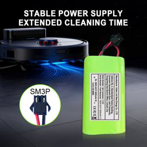 TEMU 18650 리튬 이온 배터리 팩 (청소기용 2600mAh) - 14.8V 전압 - SM2P-SM3P 터미널 포함 - 청소기용 - Ecovacs CEN360 - 매직 카드 청소기 - 고효율 지능형 DH35 - 워터 탱크 전원 공급 모듈 - 드라이브 휠 모터 및 OT