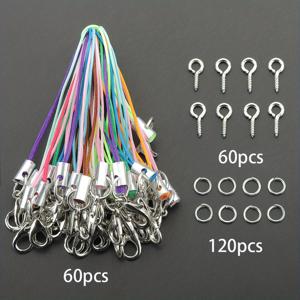 TEMU 랍스터 걸쇠, 아이 핀, 오픈 점프 링이 포함된 다양한 색상 휴대폰 랜야드 120개/240개, 걸이 장식 열쇠고리 액세서리, 가방 인형 참 끈, 둥근 오픈 점프 링, 주얼리 및 목걸이 커넥터, 랍스터 걸쇠 휴대폰 체인, 손목 랜야드, 휴대폰 랜야드, 나일론 펜던트 코드 및 기타 DIY 수제 주얼리 공예용 재료 액세서리용으로 적합