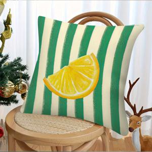 TEMU 한쪽면 프린트 트로피컬 레몬 슬라이스 베개 커버 1개 - 녹색 쿠션 커버, 지퍼 잠금, 세탁기 사용 가능한 장식 베갯잇, 거실, 침실, 테라스에 적합 - 모던 홈 데코 액센트, 레몬 스타일