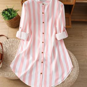 TEMU 여성용 패션 롱 셔츠