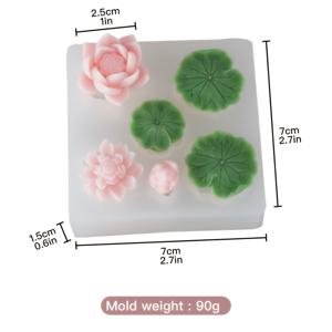 TEMU 연꽃과 잎 실리콘 몰드, 식물 잎과 꽃 실리콘 몰드, 캔들 만들기, 레진 클레이 몰드, 핸드메이드 에폭시 레진 몰드, 아로마테라피 석고 몰드, 기타 수공예 선물 제작용으로 적합