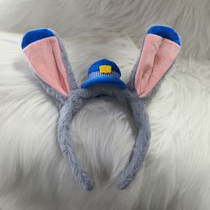 TEMU 여성용 경찰관 토끼귀 머리띠 - 뱃지가 있는 귀여운 코스튬 액세서리, 테마 파티, 캐주얼 복장 및 포토 촬영용 - 비영구 헤어 (헤어 타입 없음)