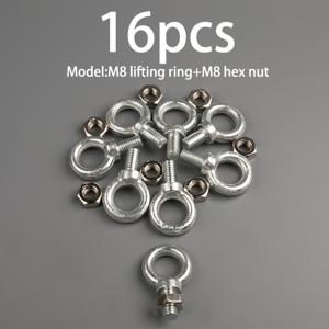 TEMU 16개 M6/M8/M10 아이볼트 세트 (헥스너트 포함), 헤비듀티 스레드 메카니컬 숄더 아이볼트, M6 M8 M10, 너트 패스너용 하드웨어 링 아이볼트