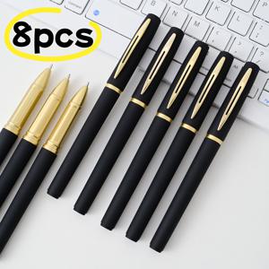 TEMU 8개입 스타일리시 블랙 앤 골드 젤 펜, 0.7mm 및 1.0mm 가는 팁으로 제공, 대용량, 사무실 사용, 시험 서명에 적합, 가족, 친구 및 선생님을 위한 크리스마스 선물로 좋습니다.