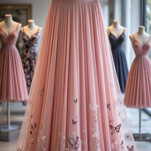 TEMU 봄/여름 신상 프린트 여성용 롱 A라인 스커트, 데일리웨어 및 사계절 착용 가능