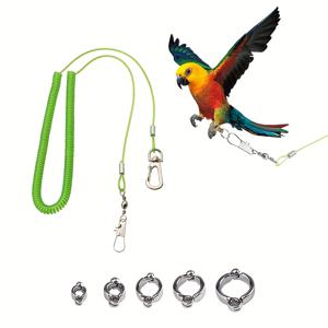 TEMU 리트랙터블 새 하네스 & 리드 안티바이트 앵클렛 포함 - 앵무새용 5사이즈, 스테인리스 스틸 비행 훈련 로프, 리트랙터블 리드 & 하네스 (코카티엘, 러브버드, 코뉴어, 마카오용) - 새 주인용 액세서리