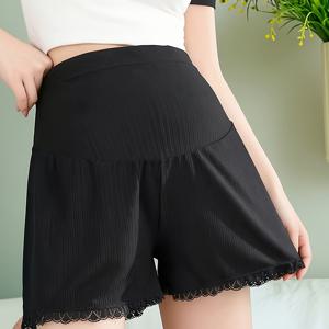 TEMU 임산부용 스트레치 팬츠 1개, 조절식 신축성 허리밴드, 3/4 기장 반바지, 여성용 하이웨이스트 반바지, 임신 3~10개월용, 통기성 좋은 얇은 아우터/이너웨어 바지, 임신용 캐주얼 루즈핏, 비침 방지