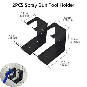 TEMU 2개입 전문가용 스프레이 건 홀더, 금속 재질, 튼튼하고 내구성 좋음, 스프레이 건 호환, 벽걸이 및 탁상용으로 디자인, 도구 정리, 자동차 수리점 및 전문가용 바디 페인팅 가게에 적합