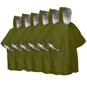 TEMU 6개입 야외 비옷, 헤비듀티 비옷, 재사용 가능, 남녀 공용, 성인용, 캠핑, 하이킹 및 생활 세트