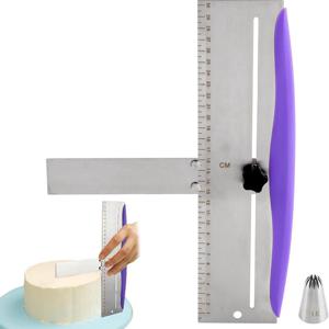 TEMU SHAON 헤비듀티 상업용 스테인리스 스틸 케이크 스크래퍼 스패츌러 (스케일 & 90도 각도 포함) - 무스, 치즈케이크 장식용 페이스트리 스무더, 웨딩, 케이크에 적합 (프로페셔널)