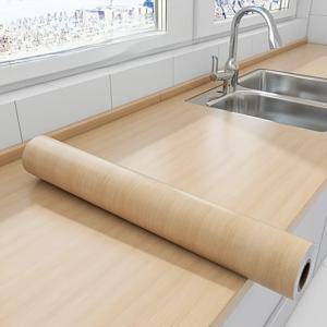 TEMU 1롤 60cm 폭 천연 나무 색상 인조 나무 질감 PVC 자가 점착 벽 데칼 | 주방 캐비닛, 스토브 백스플래시, 방수, 방유, 고온 저항, 간편한 부착 벽지로 가정 장식 및 리모델링에 적합