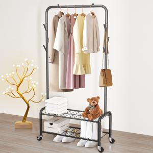TEMU 소하피 옷걸이 행거 바퀴가 달린 옷걸이 랙 - 셔츠, 신발 및 액세서리용 휴대용 정리대, 다층 수납 선반, 신발 수납 정리대