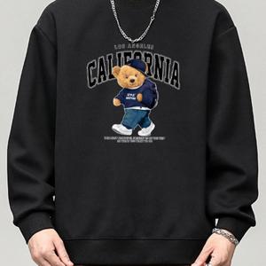 TEMU 스타일아유 남성용 캐주얼 크루넥 캘리포니아 레터링 맨투맨 데일리 풀오버 아크틱 감성 스트리트 스타일 편안한 루즈핏 가을 겨울 스웨트셔츠 TS3890,트렌디한 디자인, 내구성 있는 구조