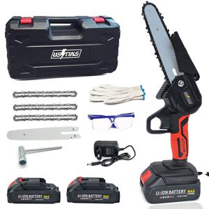 TEMU [국내발송] 우스틴스 무선 체인톱 충전톱 배터리 + 충전기 풀세트 충전식 배터리 무선 전기 휴대용 톱 - 나무 가지치기 및 전지 절단용 나무 조각 아버지|남편을 위한 완벽한 정원 도구